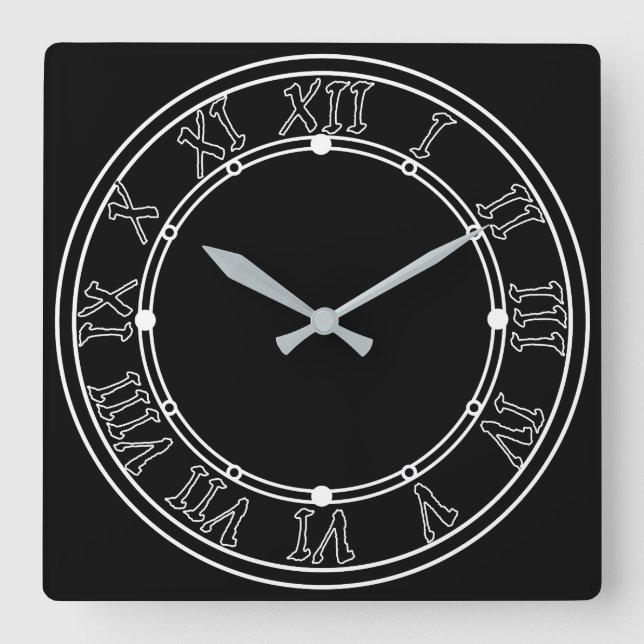 Simple, noir et blanc, horloge murale à la mode (Recto)
