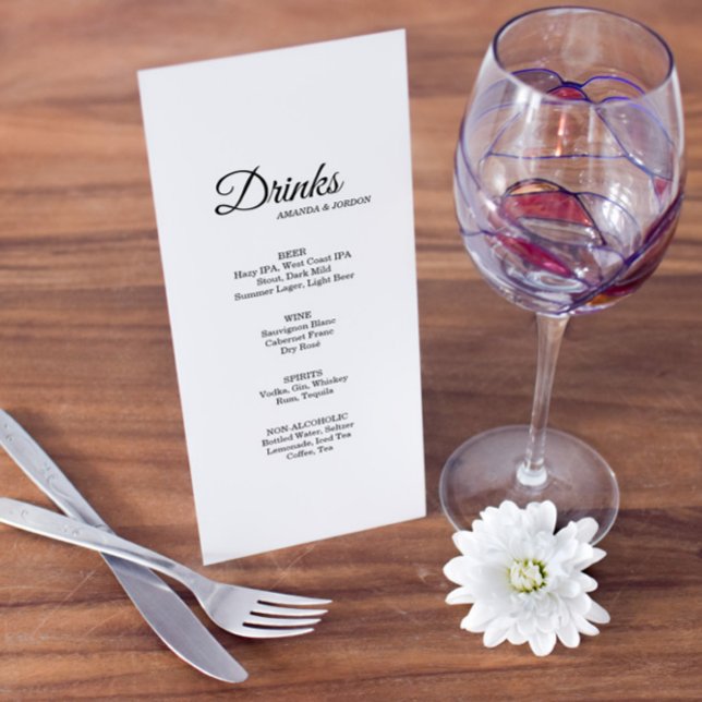 Simple noir et blanc menu boisson (Créateur téléchargé)