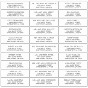 Simple Noir sur blanc Mariage Étiquettes de adress