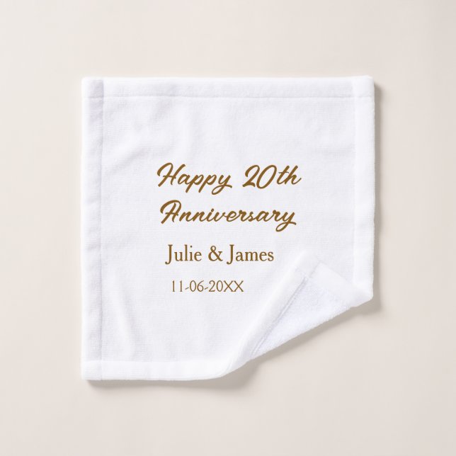 simple nom de dat anniversaire 20 ans heureux Brun (Gant de toilette)