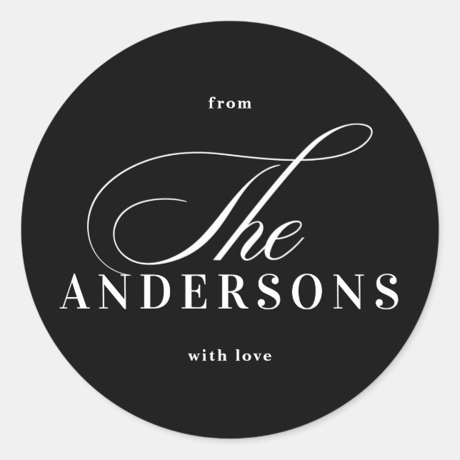 Simple Nom de famille Sticker de Noël Noir (Devant)