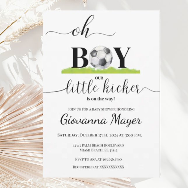 Simple Oh Boy Soccer Boy Baby shower Invitation (Créateur téléchargé)
