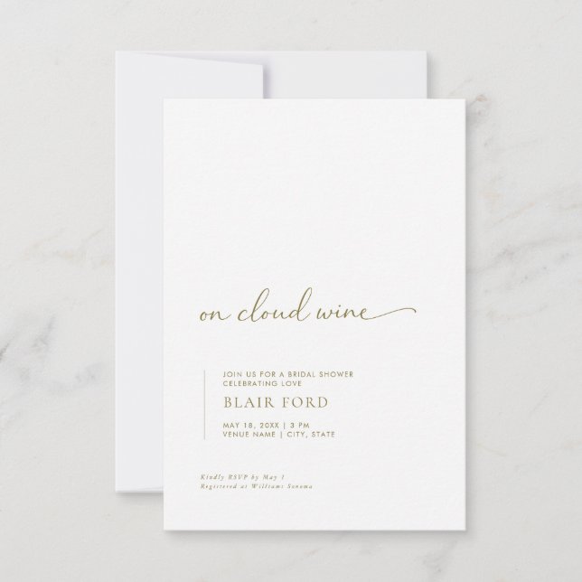 Simple On Cloud Wine Bridal Shower Invitation (Devant)