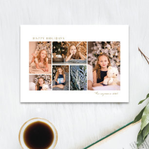simple or 6 photo collage carte de vacances