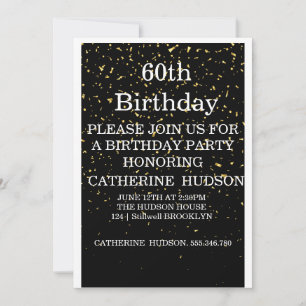 Simple or Black Invitation de 60e anniversaire Bla