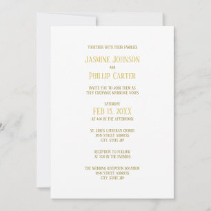 Simple Or - Invitation Mariage/Réception