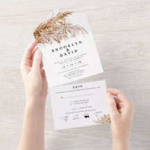 Simple Pampas Grass tout en un mariage Invitation