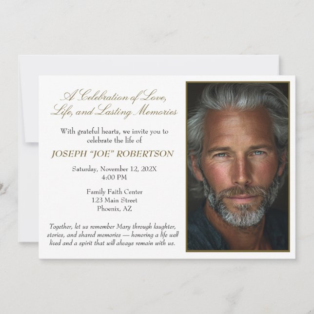 Simple Personalized Celebration of Life Invitation (Devant)