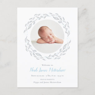 Simple Photo Baby Boy Floral Faire-part de naissan