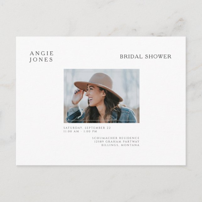 Simple Photo Bridal Shower Invitation Blanc (Devant)