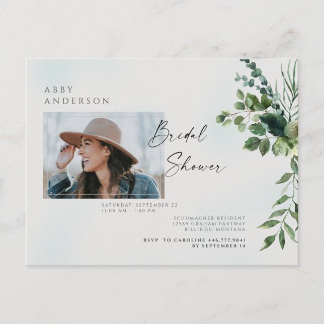 Simple Photo Bridal Shower Invitation Foliing (Devant)