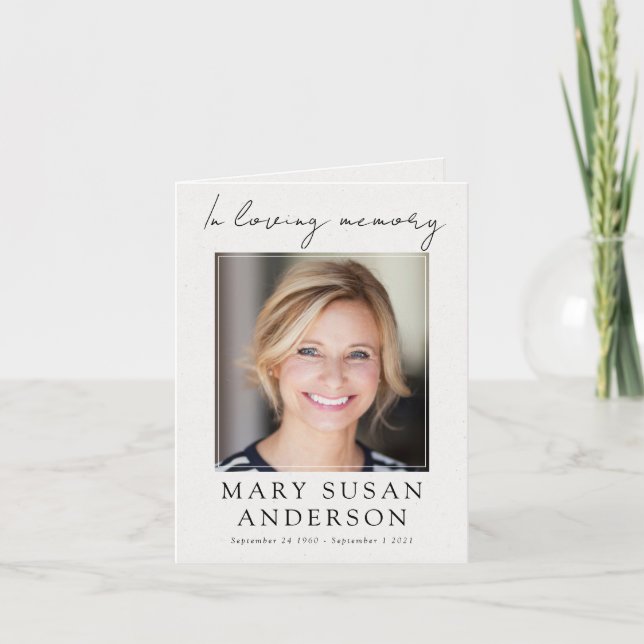 Simple Photo Funeral Memorial Merci Carte de note (Devant)