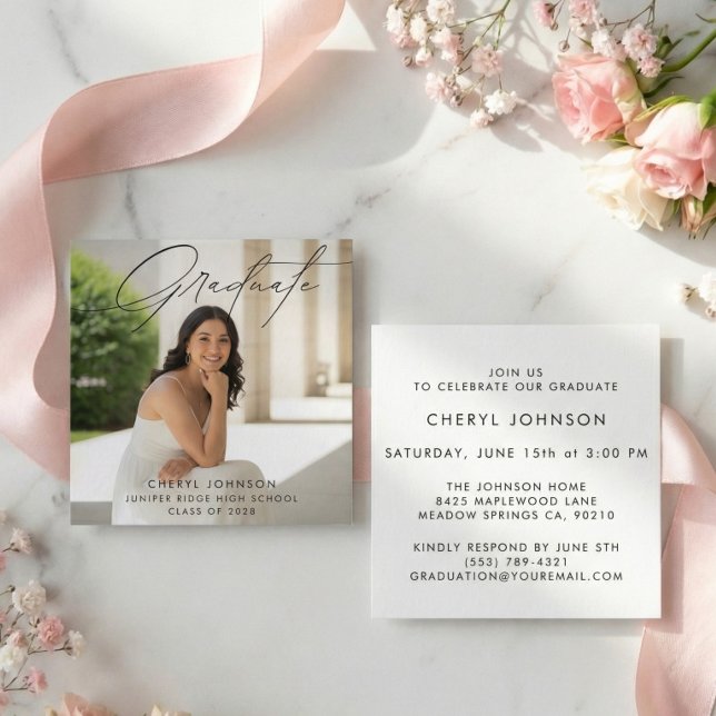 Simple Photo Graduation Invitation Enclosure Card (Créateur téléchargé)