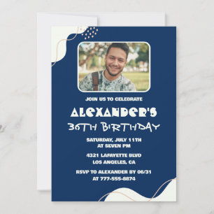 Simple Photo invitations à 36e anniversaire Hommes