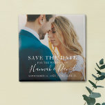Simple Photo Magnet Enregistrer la date Invitation<br><div class="desc">Ce mariage photo tout simplement chic, sauf l'aimant date, a un design chaleureux et minimaliste. Il comporte le texte SAVE THE DATE au-dessus de vos prénoms et date et emplacement du mariage. Ce texte est blanc et vos noms sont mis en surbrillance avec une police d'écriture vive et fantaisiste qui...</div>