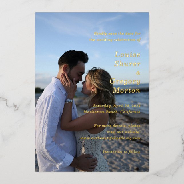 Simple Photo Moderne Faire-Part de Mariage (Recto)
