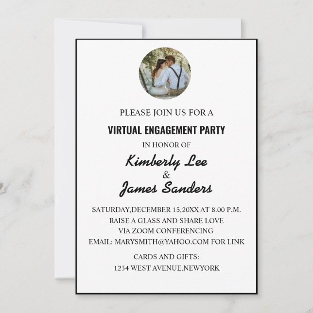 Simple Photo Virtual Engagement Party Invitation (Devant)