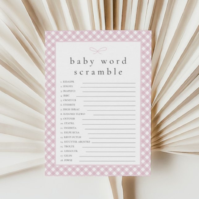 Simple Pink Bow Baby Word Scramble Carte Jeu (Créateur téléchargé)