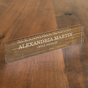 Simple plaque de bois marron de base Nom Fonction
