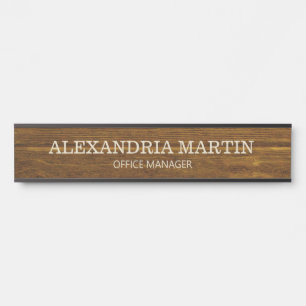 Simple plaque de bois marron de base Nom Fonction