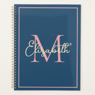 Simple Preppy Navy rose et crème Monogramme