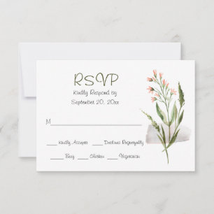 Simple Pretty Rose Aquarelle Fleurs Mariage RSVP