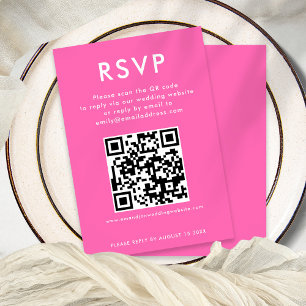 Simple QR Code Hot rose blanc mariage carte RSVP