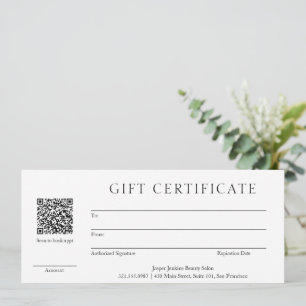 Simple QR Code Modern Business Cadeau Certificat