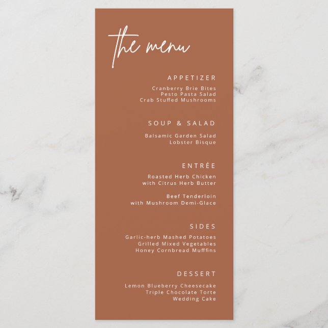 Simple réception de mariage Menu du dîner formel (Devant)