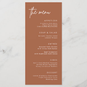 Simple réception de mariage Menu du dîner formel