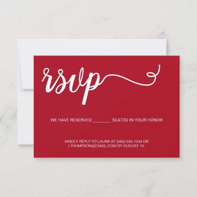 Simple Red RSVP mariage Siège réservé (Devant)
