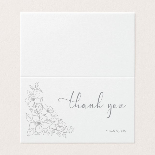 Simple Remerciement Floral Script pour les couples (Outside Unfolded)