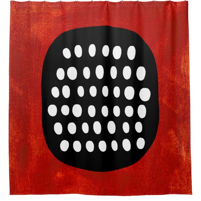 Simple rideau de douche noir blanc et rouge (Devant)