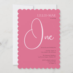 Simple Rose Girly 1er Anniversaire Fête Invitation