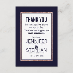 Simple Rose Gold Linked Marine bleu Merci Cartes
