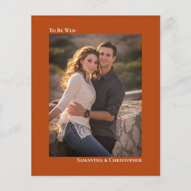 Simple rouille Orange BUDGET Mariage Photo Invitat (Devant)