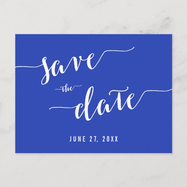 Simple Royal Blue Enregistrer La Date Cartes Posta (Devant)