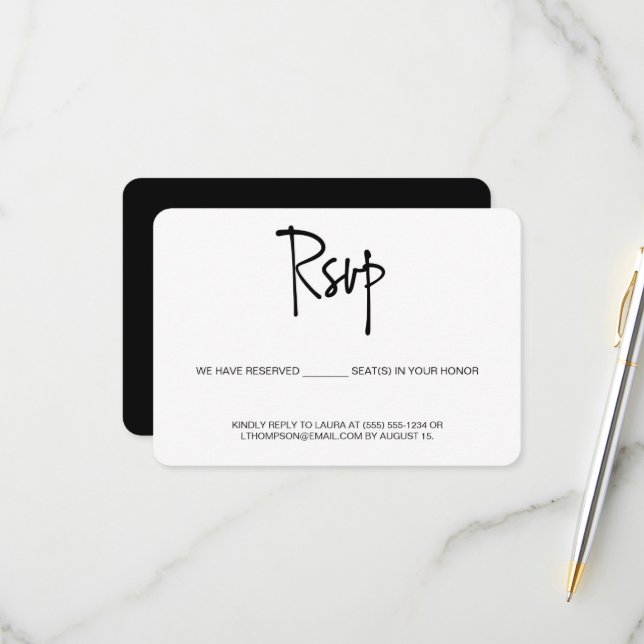 Simple RSVP sans envoi Siège réservé (Devant/Arrière en situation)