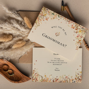 Simple Russe Automne Beige Groomsman Carte de prop
