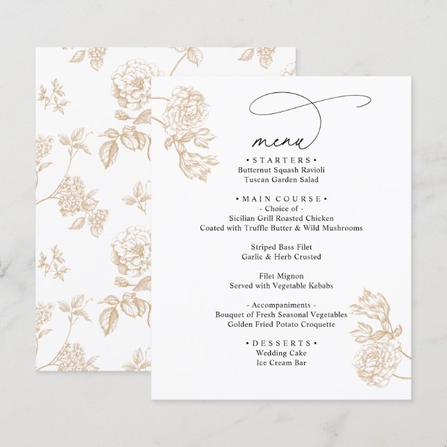 Simple Rustic Vintage Modern Wedding Menus (Devant / Derrière)