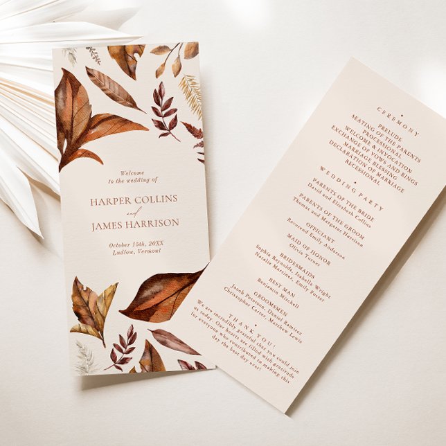 Simple Rustique Terracotta Floral Wedding Programm (Créateur téléchargé)