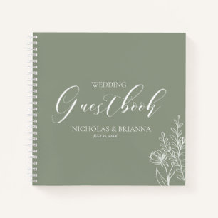 Simple Sage Green Moderne Mariage Livre d'or