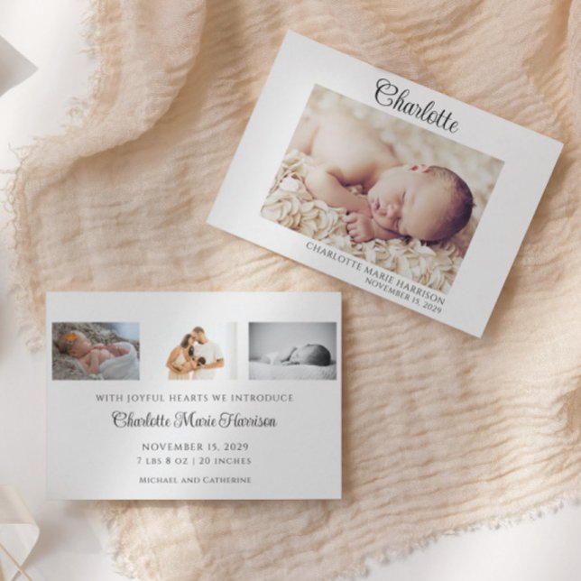 Simple Script Baby Name Photo Faire-part de naissa (Créateur téléchargé)