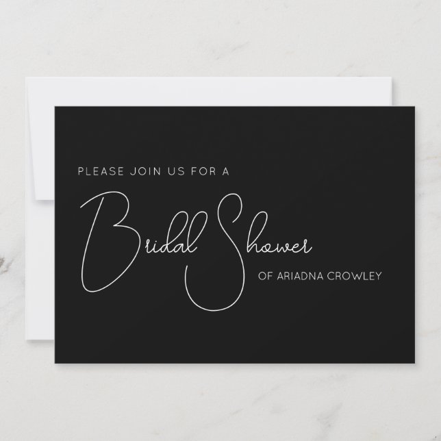 Simple Script Black Bridal Shower Invitation (Devant)
