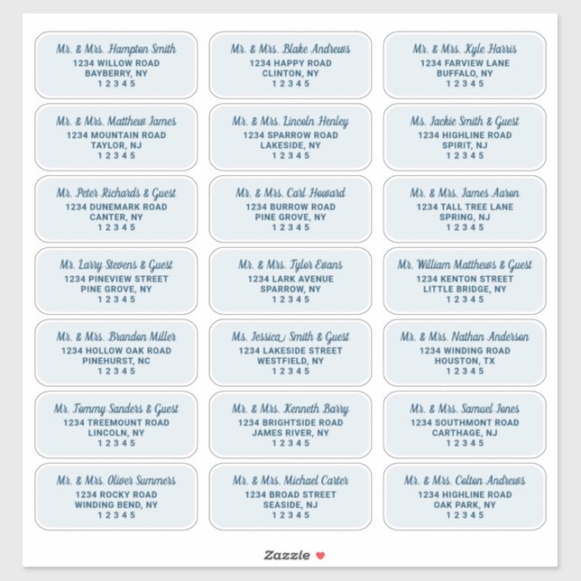 Simple Script Marine Étiquettes de adresse de l'in (Feuille)