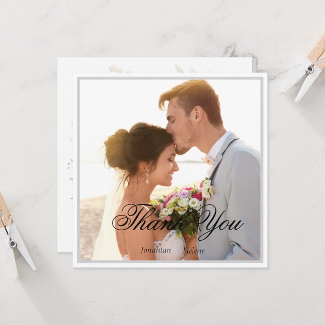 Simple Script Moderne Mariage Carte de remerciemen (Devant/Arrière en situation)