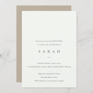 Simple script noir blanc Quinceañera Invitation
