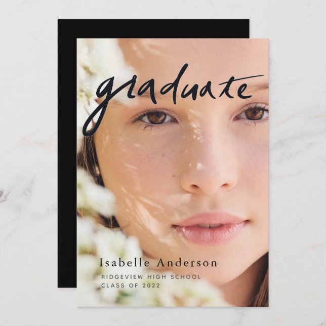 Simple Script Photo Invitation Virtual Graduation (Devant / Derrière)