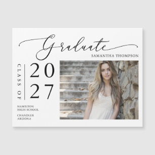 Simple Script School Graduate Photo Carte magnétiq