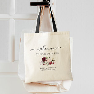Simple Script Welcome Mariage Floral Sac fourre-to